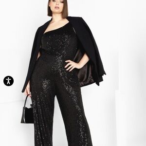 City Chic Black Sequined Jumpsuit